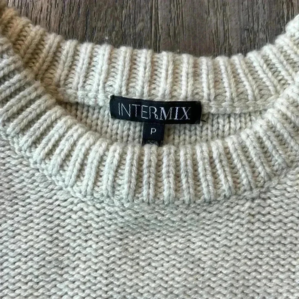 Intermix Sweater White Short Sleeve Wool and Cashmere Fringe Size Extra Small - Picture 5 of 9